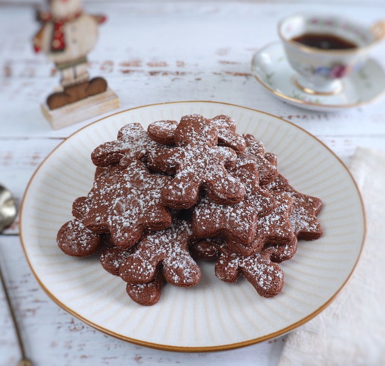 Chocolate Christmas cookies on a plate