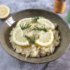 Easy lemon rice on a dish bowl