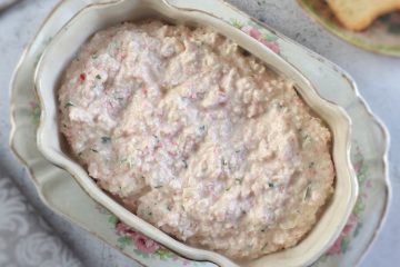 Crab sticks pâté on a tureen