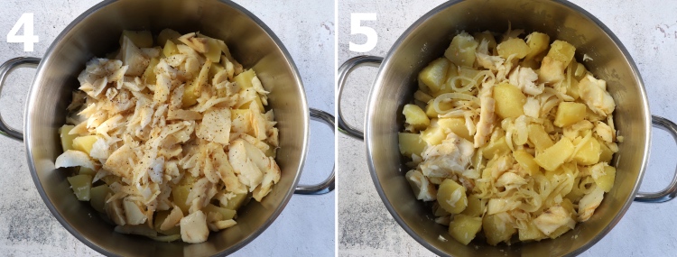 Homemade salt cod with cream step 4 and 5