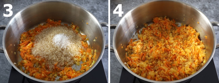 Arroz de cenoura passo 3 e 4