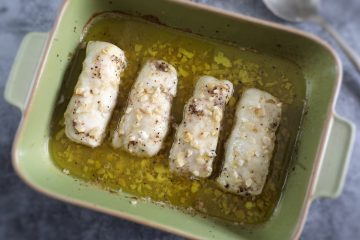 Oven Baked Hake in a baking dish