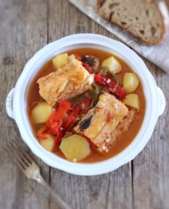 Portuguese Cod Stew in a tureen