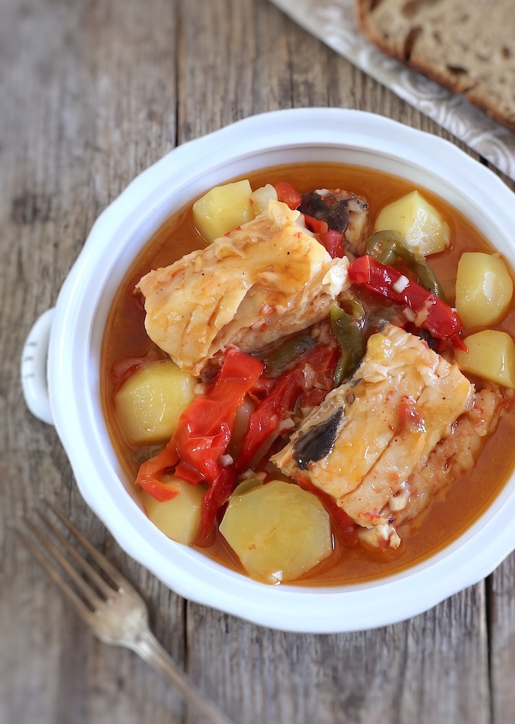 Portuguese Cod Stew in a tureen