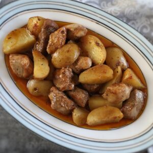 Easy Oven Baked Pork Bites with Potatoes