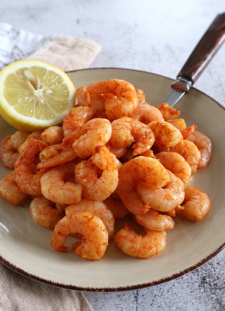 Easy Air Fryer Shrimp on a plate